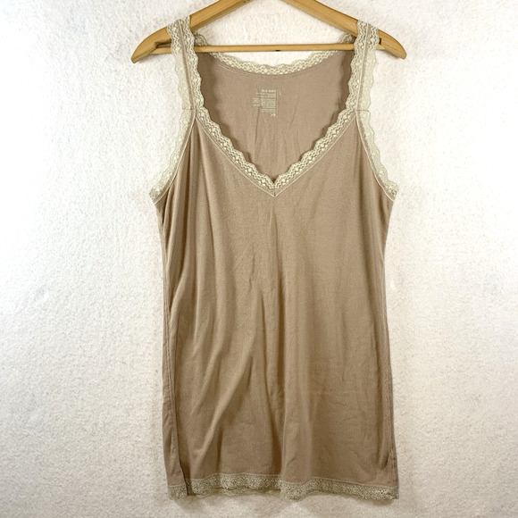 Old Navy Tops - Old Navy Womens Y2K Ribbed Knit Lace Trim Cami Top Sz L Elaina Gilbert Preppy